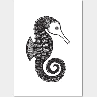 Seahorse Ink Art - beautiful marine animal design - light colors Posters and Art